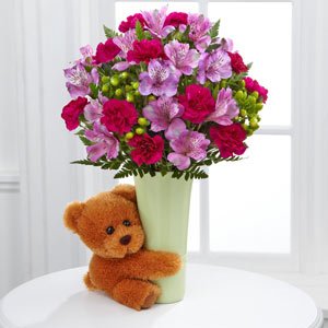 Flower with teddy bear